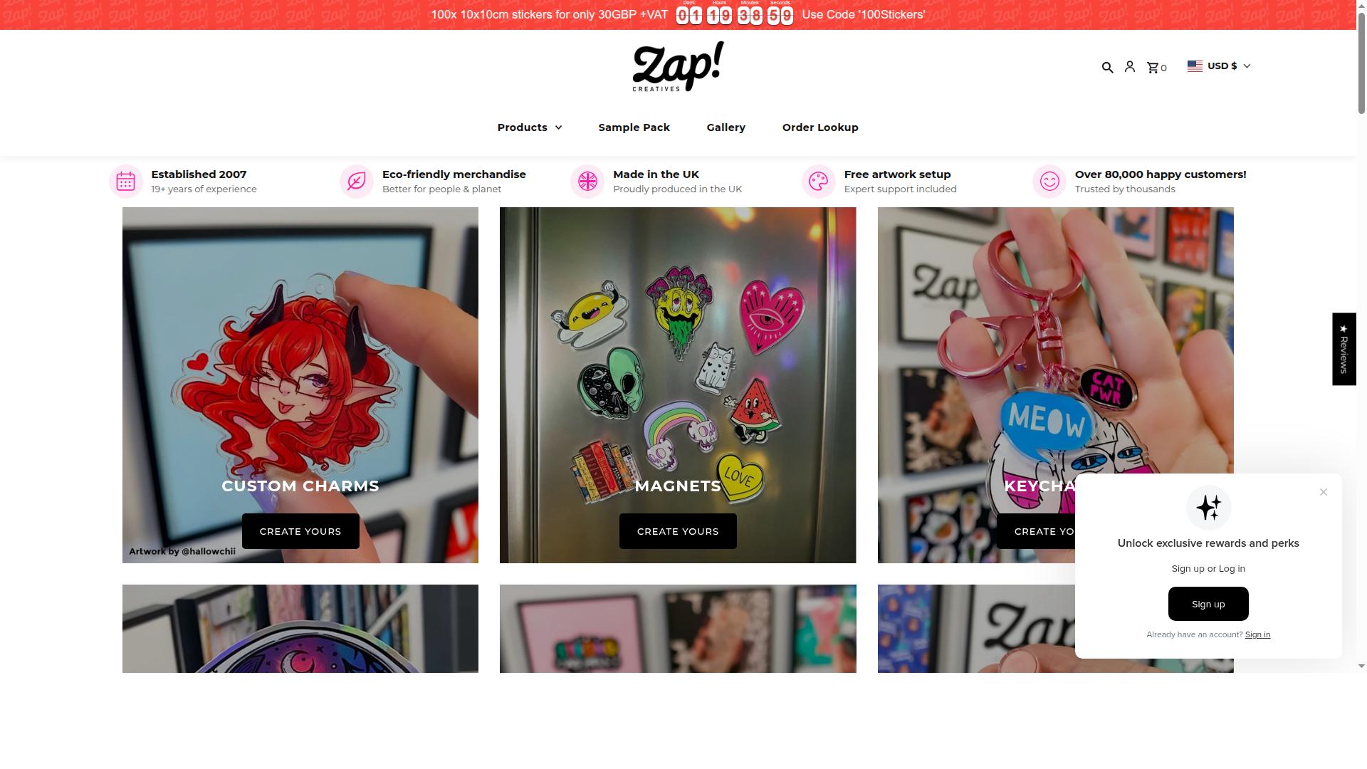 Zap Creatives website